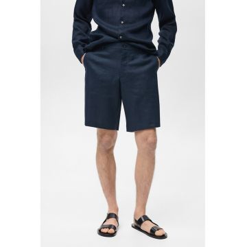 Pantaloni scurti din in cu buzunare