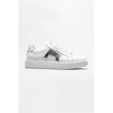 Pantofi sport de piele cu varf rotund