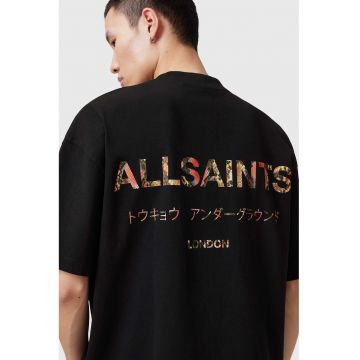 Tricou supradimensionat din bumbac organic cu logo Underground - Negru stins
