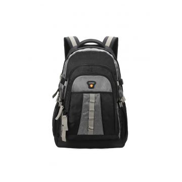 Rucsac din material textil cu barete multiple - Gri