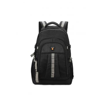 Rucsac din material textil cu barete multiple - Negru