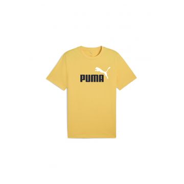 Tricou cu decolteu la baza gatului si logo ESS 2 - Alb/Negru/Galben sofran