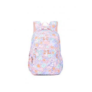 Rucsasc unisex cu imprimeu abstract - Portocaliu/Roz deschis/Lila