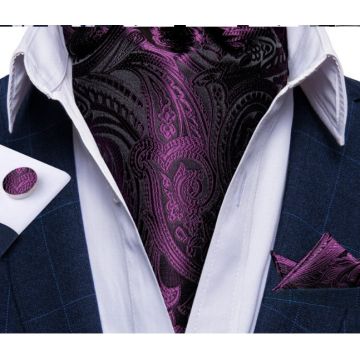 Set cravata / esarfa Ascot + batista + butoni, model 12