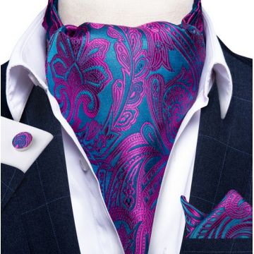 Set cravata / esarfa / lavaliera Ascot + batista + butoni, model 18