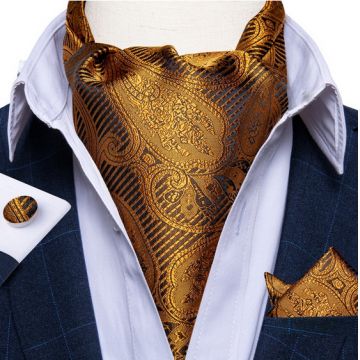 Set cravata / esarfa / lavaliera Ascot + batista + butoni, model 20