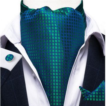 Set cravata / esarfa / lavaliera Ascot + batista + butoni, model 25
