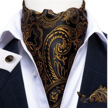 Set cravata / esarfa / lavaliera Ascot + batista + butoni, model 27