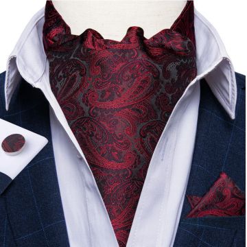Set cravata / esarfa / lavaliera Ascot + batista + butoni, model 29