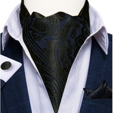 Set cravata / esarfa / lavaliera Ascot + batista + butoni, model 8