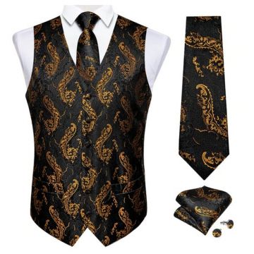 Set vesta + cravata + batista + butoni, matase - model 8