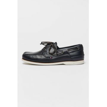 Mocasini de piele cu varf rotund
