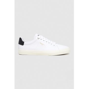 Pantofi sport de piele ecologica cu logo - Alb optic