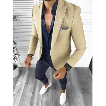 Sacou barbati slim fit bej B8568 D3-1.4