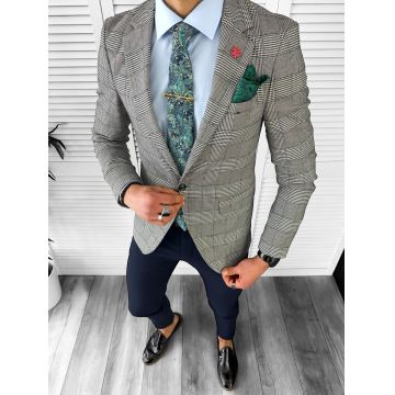 Sacou barbati slim fit in carouri 10198 18-1