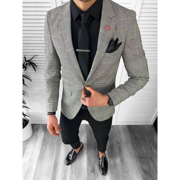 Sacou barbati slim fit in carouri 10601