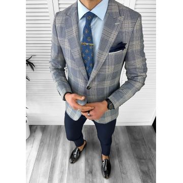 Sacou barbati slim fit in carouri 11621