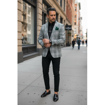 Sacou barbati slim fit in carouri 11811 X