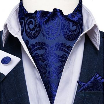 Set cravata / esarfa / lavaliera Ascot + batista + butoni, model 66