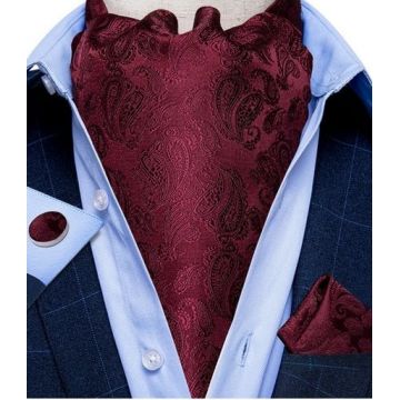 Set cravata / esarfa / lavaliera Ascot + batista + butoni, model 73