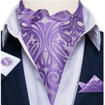 Set cravata / esarfa / lavaliera Ascot + batista + butoni, model 74