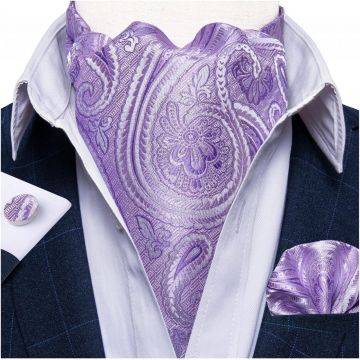 Set cravata / esarfa / lavaliera Ascot + batista + butoni, model 84
