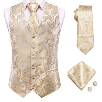 Set vesta + cravata + batista + butoni, matase - model 26