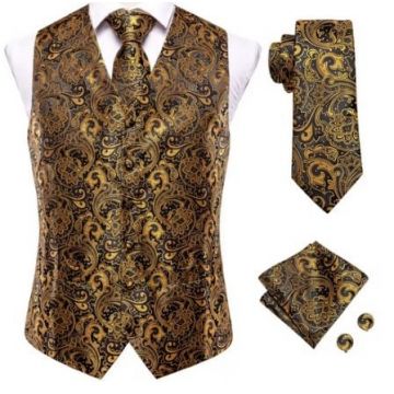 Set vesta + cravata + batista + butoni, matase - model 27