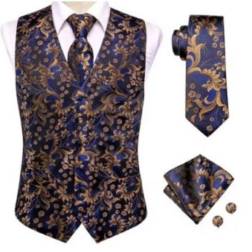 Set vesta + cravata + batista + butoni, matase - model 28
