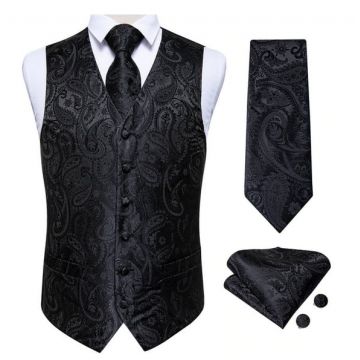 Set vesta + cravata + batista + butoni, matase - model 4