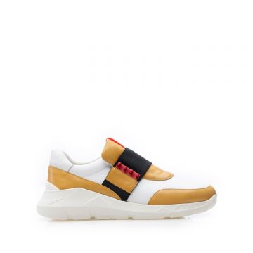 Sneakerși bărbați din piele naturală, Leofex - Mostră Toma Galben Alb Box Sneakerși bărbați din piele naturală, Leofex - Mostră Toma Galben Alb Box