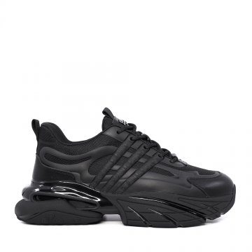 Sneakers bărbați Enzo Bertini negri din piele și material textil  3869bp430N