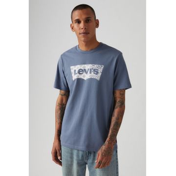Tricou din bumbac cu decolteu la baza gatului