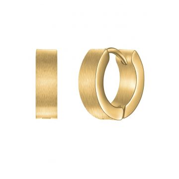 Cercei rotunzi de otel inoxidabil placati cu aur de 14K