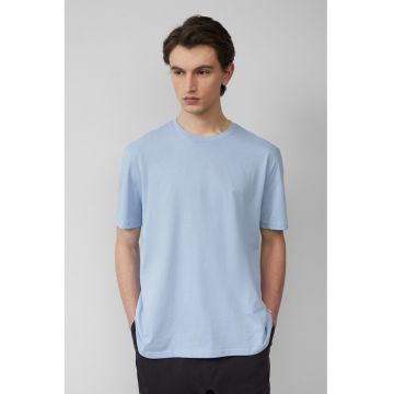 Tricou de bumbac cu decolteu la baza gatului