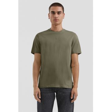 Tricou de bumbac cu decolteu la baza gatului