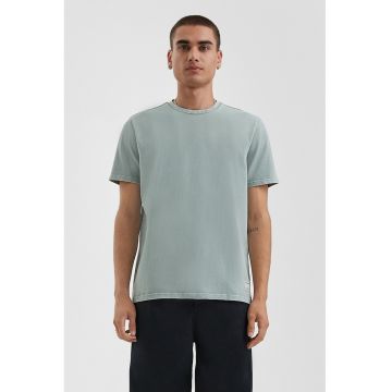 Tricou de bumbac cu decolteu la baza gatului