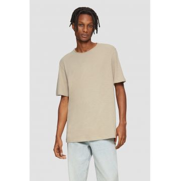Tricou de bumbac cu decolteu la baza gatului
