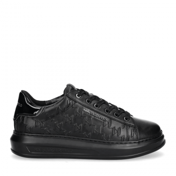 Sneakers bărbați Karl Lagerfeld KAPRI MENS Monogram Emboss Lo negri din piele 2059BP52549N