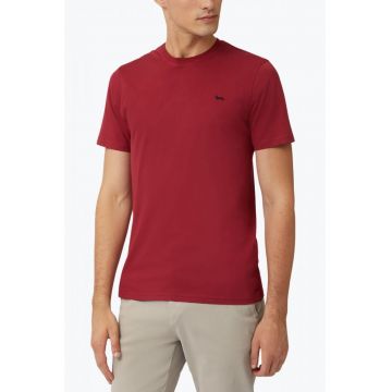 Tricou barbati Narrow fit din bumbac cu logo visiniu