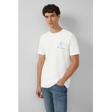 Tricou cu decolteu la baza gatului si imprimeu pe piept