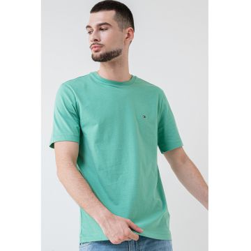 Tricou de bumbac cu decolteu la baza gatului