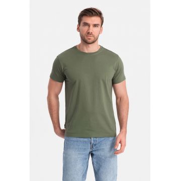 Tricou uni cu decolteu la baza gatului