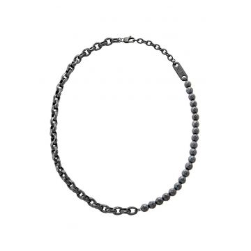 Colier din otel inoxidabil decorat cu pietre de hematite