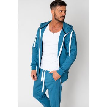 Set Rock hanorac cu fermoar si pantalon conic Blue 15557