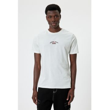 Tricou de bumbac cu decolteu la baza gatului