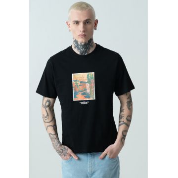 Tricou de bumbac cu imprimeu Paros