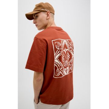 Tricou lejer cu imprimeu pe partea din spate - Alb/Caramiziu