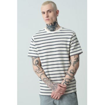 Tricou regular fit din bumbac cu model in dungi