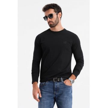 Bluza din amestec de bumbac cu decolteu la baza gatului